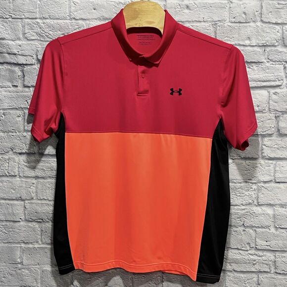 Under Armour Men Performance Blocked Golf Polo Shirt UPF40‎ Ref Orange Size 2XL - Picture 2 of 7